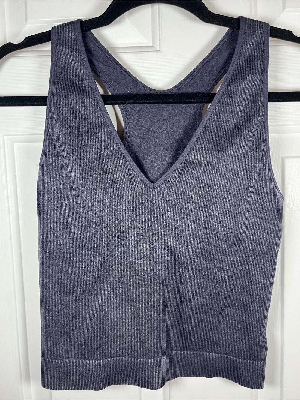 JoyLab Ribbed V-Neck Tank Top in Charcoal Gray 🖤 Size Medium